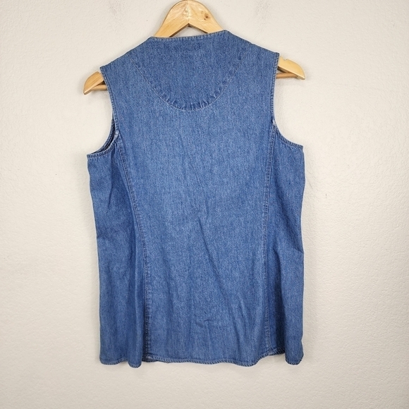 Sigrid Olsen Denim Embroidered Boho Vest Size 4 - Picture 8 of 10